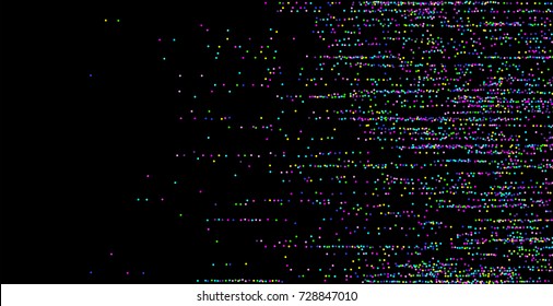 Colored small confetti on a black background. Luxury festive New Year background. Multicolored shiny abstract texture. Element of design. Vector illustration, EPS 10.