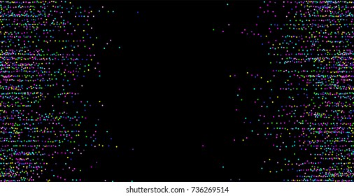 Colored small confetti on a black background. Luxury festive New Year background. Multicolored shiny abstract texture. Element of design. Vector illustration, EPS 10.