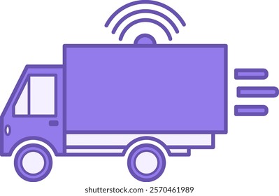 Colored Smart Logistics Icon. Vector Illustration. Automation of Carrier Campaigns. Truck and Wi-Fi. Delivery Services