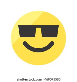 Colored Smiley With Sunglasses. Emoji Vector Icon.