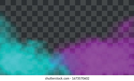 Colored smoke background. Blue and pink clouds. Vector illustration
