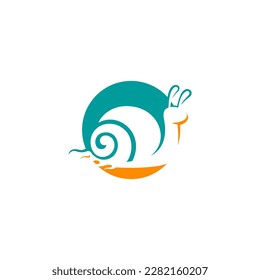 colored snail logo on white background