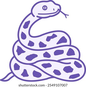 Colored Snake Icon. Vector Illustration. Predatory Poisonous Snake with Tongue Out. Animal Concept