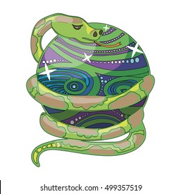 colored snake on magic ball
