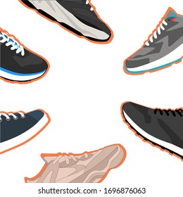 colored sneakers on a white background