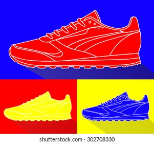 colored sneakers. Vector illustration