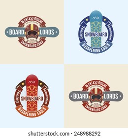 Colored snowboard logos, suitable for snowboarding equipment shop, or for snowboarders club .