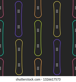 colored snowboards - seamless pattern. background winter sport & outdoor activities theme