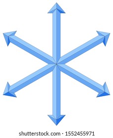 Colored snowflake, in blue shades, ice figure.