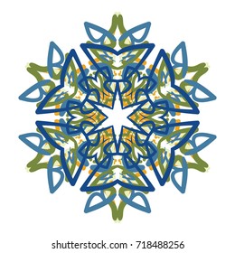 A colored snowflake. Symbol of Christmas and New Year. White background.