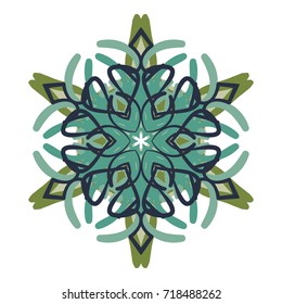 A colored snowflake. Symbol of Christmas and New Year. White background.