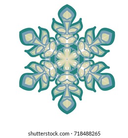 A colored snowflake. Symbol of Christmas and New Year. White background.
