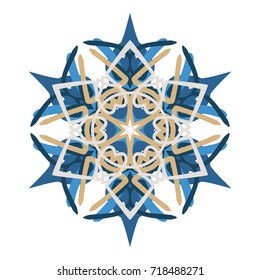 A colored snowflake. Symbol of Christmas and New Year. White background.