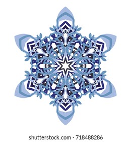 A colored snowflake. Symbol of Christmas and New Year. White background.