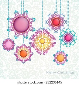 Colored snowflakes. Merry Christmas. 