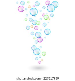 Colored soap bubbles . Vector 