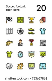 Colored Soccer, football, sport icons for web and mobile design pack