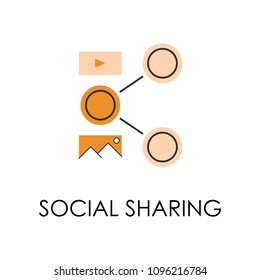 colored social sharing illustration. Element of marketing and business flat for mobile concept and web apps. Isolated social sharing flat can be used for web and mobile on white background