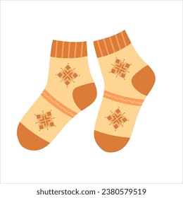 Colored socks with different texture on white background. Vector illustration in a flat design