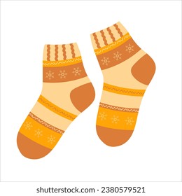 Colored socks with different texture on white background. Vector illustration in a flat design