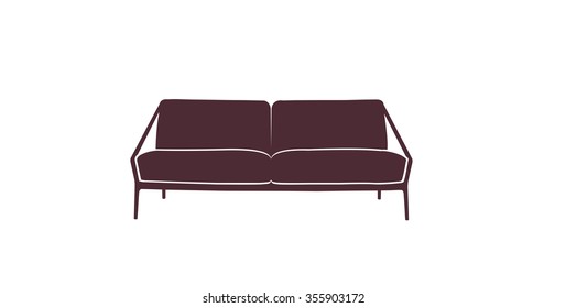 Colored sofa icon dark red on white background vector illustration 
