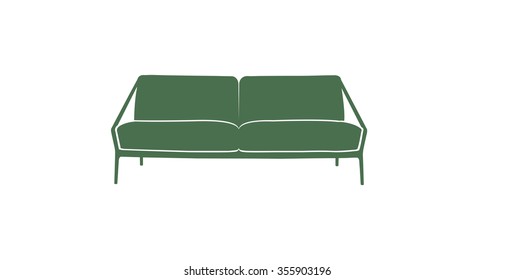 Colored sofa icon green on white background vector illustration 