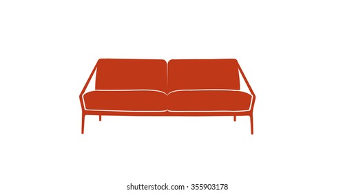  Colored sofa icon red on white background vector illustration 