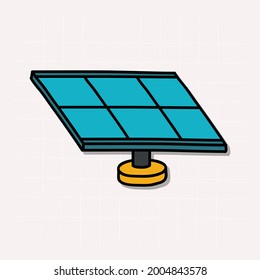 colored solar panel doodle icon, vector illustration.