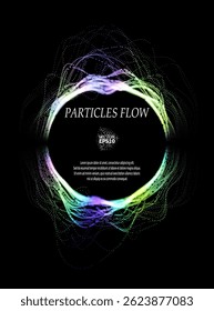 Ondas sonoras de colores de partículas sobre un fondo negro. El contraste enfatiza la diferencia en la estructura. Estilo Abstractas, diseño de sonido, visualización de datos.