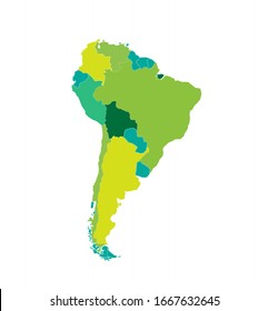 Colored South America map vector