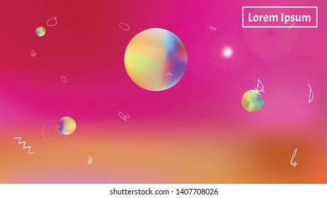 Colored space background. Funny hi-res and fresh. Illustration, mesh. Stars, planets, signs. Colorful universe new space background.