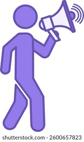 Colored Speaker Icon. Vector Illustration. Man Talking in Loudspeaker. Music Concept