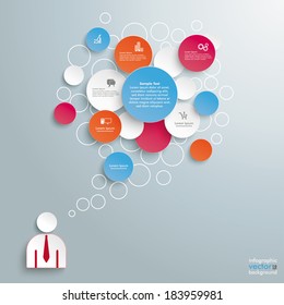 Colored speech bubble circles on the grey background. Eps 10 vector file.