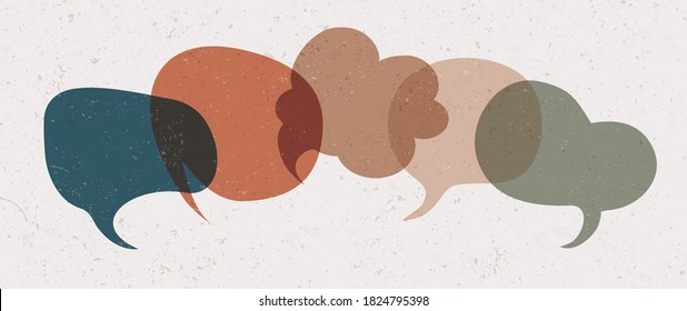 Colored speech bubble. Communication concept. Colored cloud. Speak - discussion - chat. Symbol talking and communicate. Friendship and dialogue diverse cultures. Social network