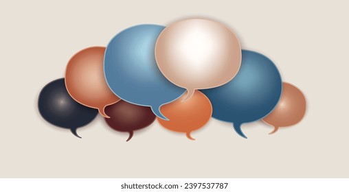 Colored Speech Bubble. Communication and dialogue. Social network. Colored cloud. Speak - discussion - chat. Talking and communicate  Symbol. Equality inclusion diversity. Diverse cultures