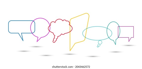 Colored speech bubbles in the form of different geometric shapes. Flat design