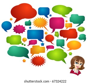 Colored Speech Bubbles and Girl Avatar
