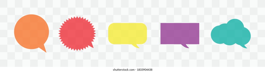Los iconos de las burbujas de voz de color se establecen. Diálogo. Conjunto de diálogos. Burbujas del discurso de historietas. Ilustración del logotipo del diálogo de discusión. Nube cómica. Ilustración vectorial.