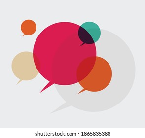 Colored speech bubbles. Round shaped blank space for text.