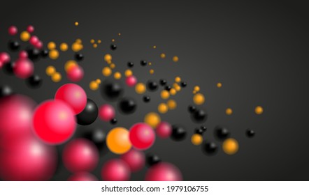 Colored spheres floating in space. Volumetric objects in an endless universe