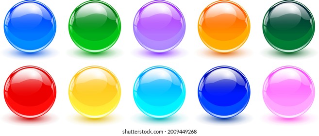 Colored Spheres Set Shiny Glossy 3d Stock Vector (Royalty Free ...