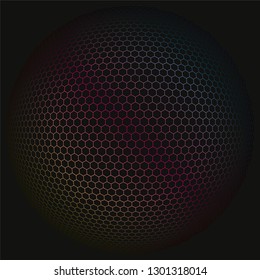 Colored spherical polygon 3D background pattern. Geometric vector illustration