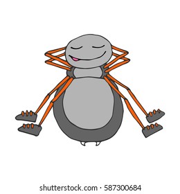 Colored spider in cartoon style. A sketch of the insect. Vector isolated image. To sleep. It can be used as prints, posters, printed materials, videos, mobile apps, web sites and print projects.