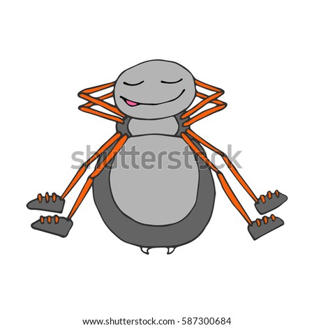 Colored spider in cartoon style. A sketch of the insect. Vector isolated image. To sleep. It can be used as prints, posters, printed materials, videos, mobile apps, web sites and print projects.