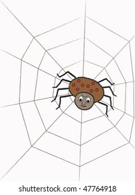 Colored spider on white background.