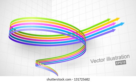 Colored spiral arrow 3D.