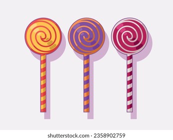 Colored spiral lollipop. Vector illustration.
