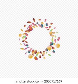 Colored Splash Invitation Transparent Background. Multicolored Vector Dot Illustration. Flying Banner. Colorful Celebrate Card.
