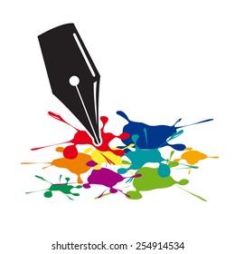 Colored splashes in abstract shape