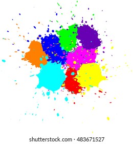 Colored splashes in abstract shape
